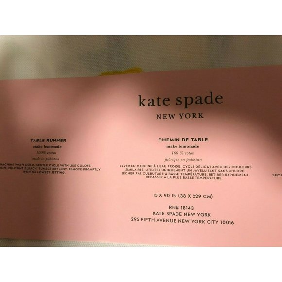 New Kate Spade Make Lemonade Table Runner 90x15" - Picture 9 of 10